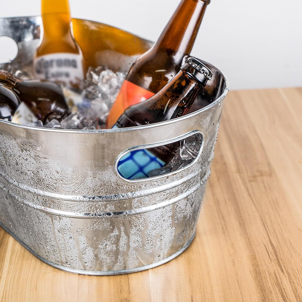Portable Indoor Outdoor Ice Bucket Galvanized Beverage Tubs Insulated Drink Tub 15 Liter Large and Wine Chiller Cold Beer for Home Parties Party