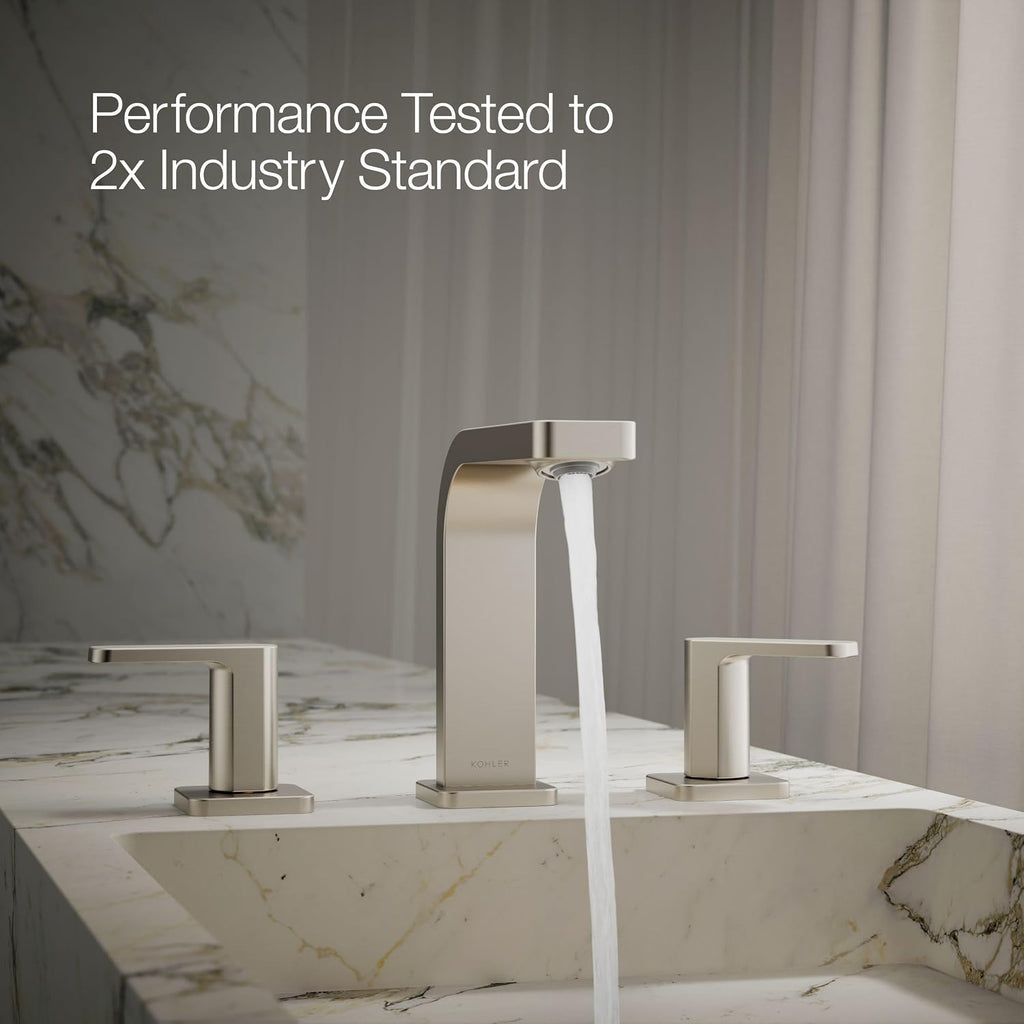 Kohler 23484-4-BN Parallel® Widespread Bathroom Sink Faucet, 1.2 gpm, Vibrant Brushed Nickel