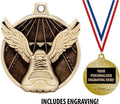 Running Medals - 1 1/2' Gold Winged Foot Medals, Great Kids Racing Awards with Custom Engraving