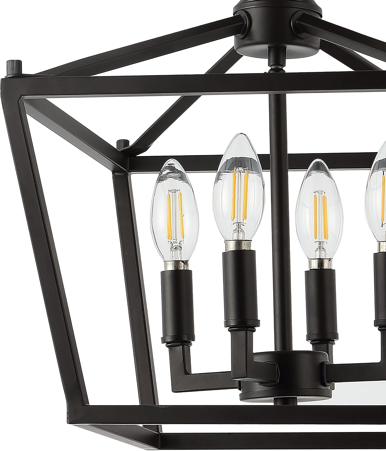 JONATHAN Y 12' Oil Rubbed Bronze Modern Farmhouse Pagoda 4-Light LED Semi Flush Mount Lantern, Metal Ceiling Light Fixture for Kitchen, Hallway, Entryway, Bedroom, Hardwired JYL7610A