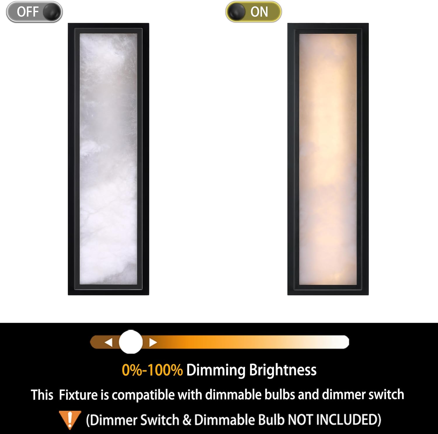 2 Pack 20 Inch Natural Alabaster Bathroom 20W-3000K LED Home Wall Sconce Modern Concise Style Wall Light Fixture,Black Finish for Bedroom Hallway Bedside Living Room