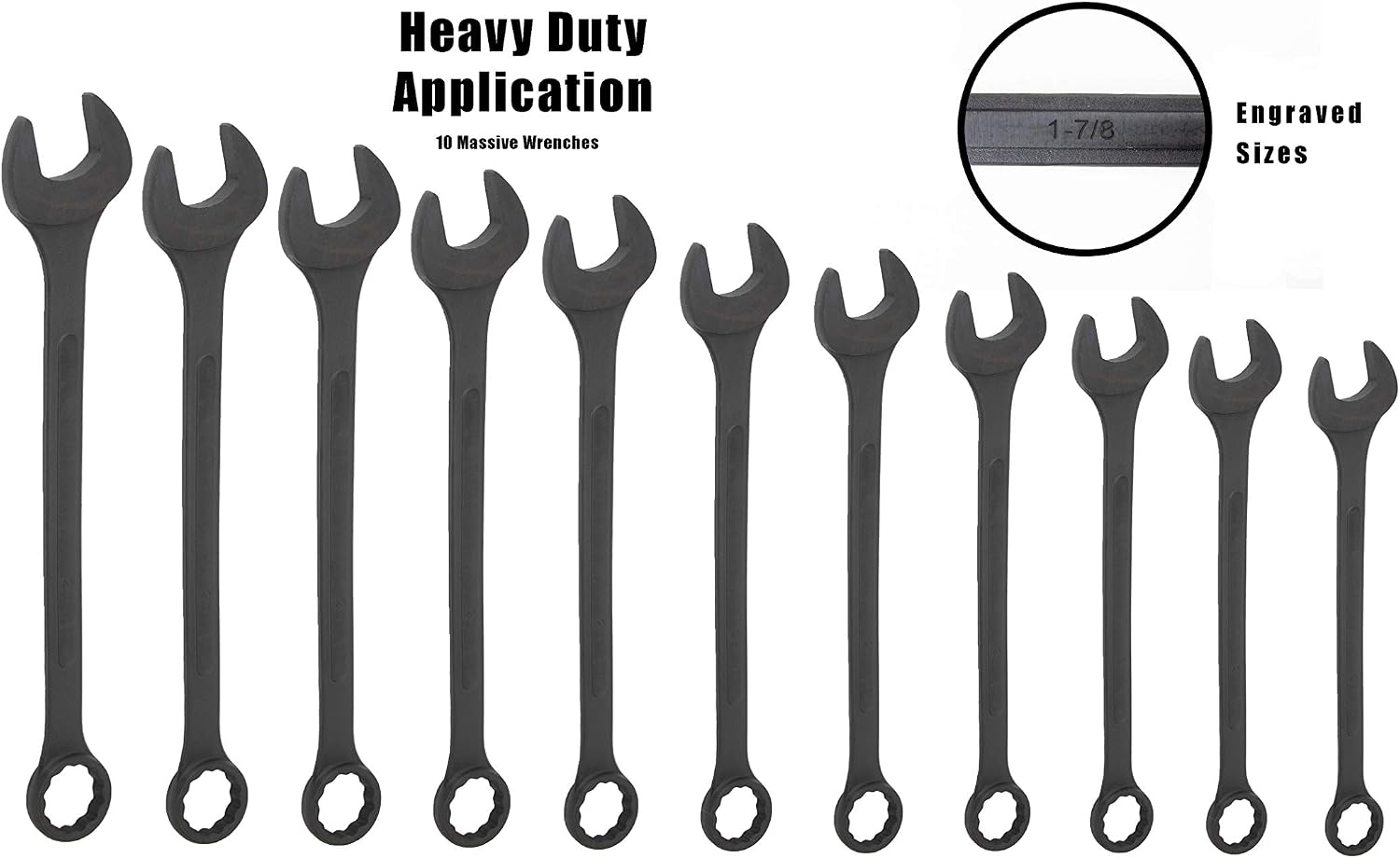 VCT 11 PC METRIC LARGE BIG JUMBO SIZE COMBINATION TOOL WRENCH SET WITH POUCH