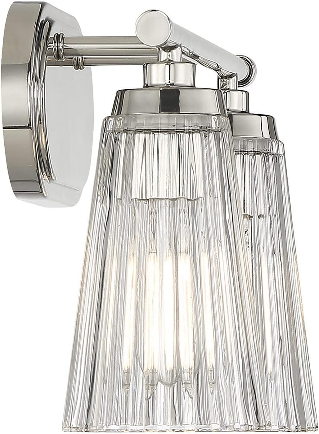 Savoy House 8-1745-2-109 Chantilly Vintage Traditional Clear Ribbed Glass Bathroom Vanity Wall Light, 2-Light 120 Total Watts, 10' H x 14' W, Polished Nickel