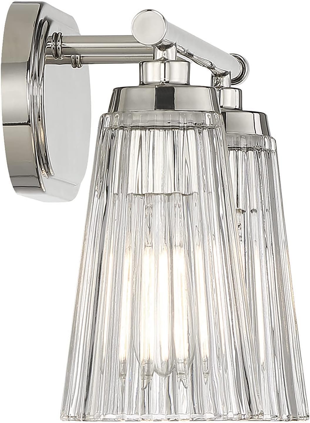 Savoy House 8-1745-2-109 Chantilly Vintage Traditional Clear Ribbed Glass Bathroom Vanity Wall Light, 2-Light 120 Total Watts, 10' H x 14' W, Polished Nickel