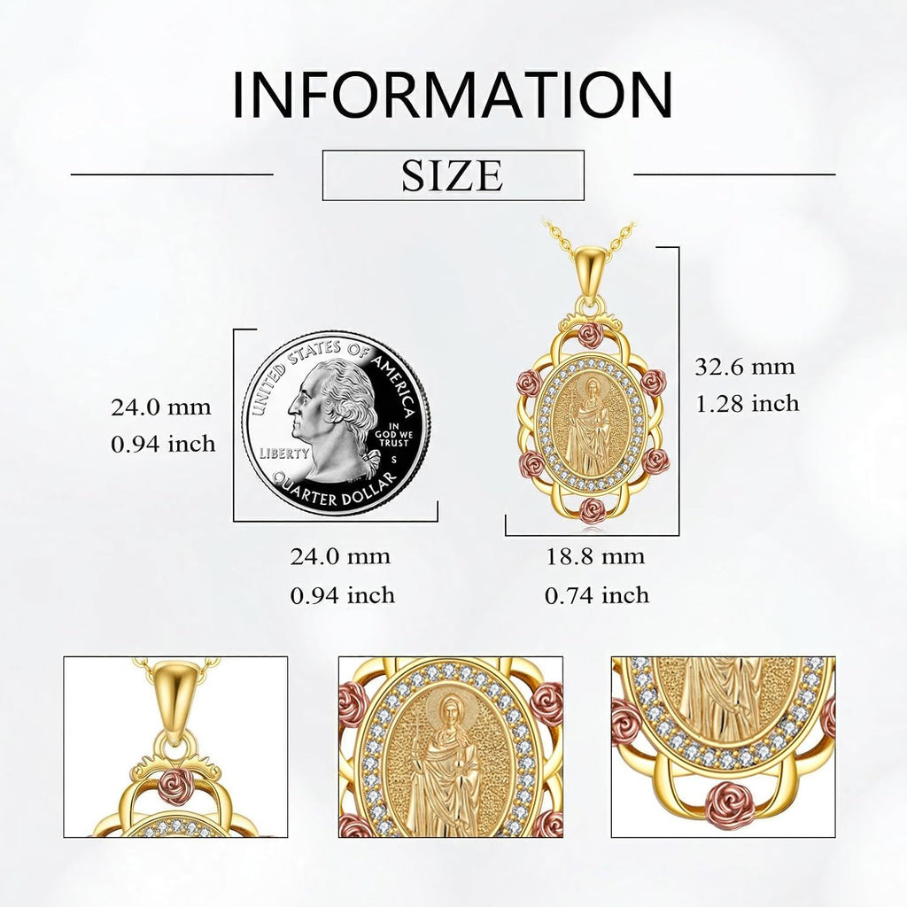Sterling Silver St Michael/St Christopher/St Barbara/St Jude/St Dymphna/Virgin Mary Necklace Patron Saint Pendant Amulet Medal Religion Jewelry Gifts for Men Women