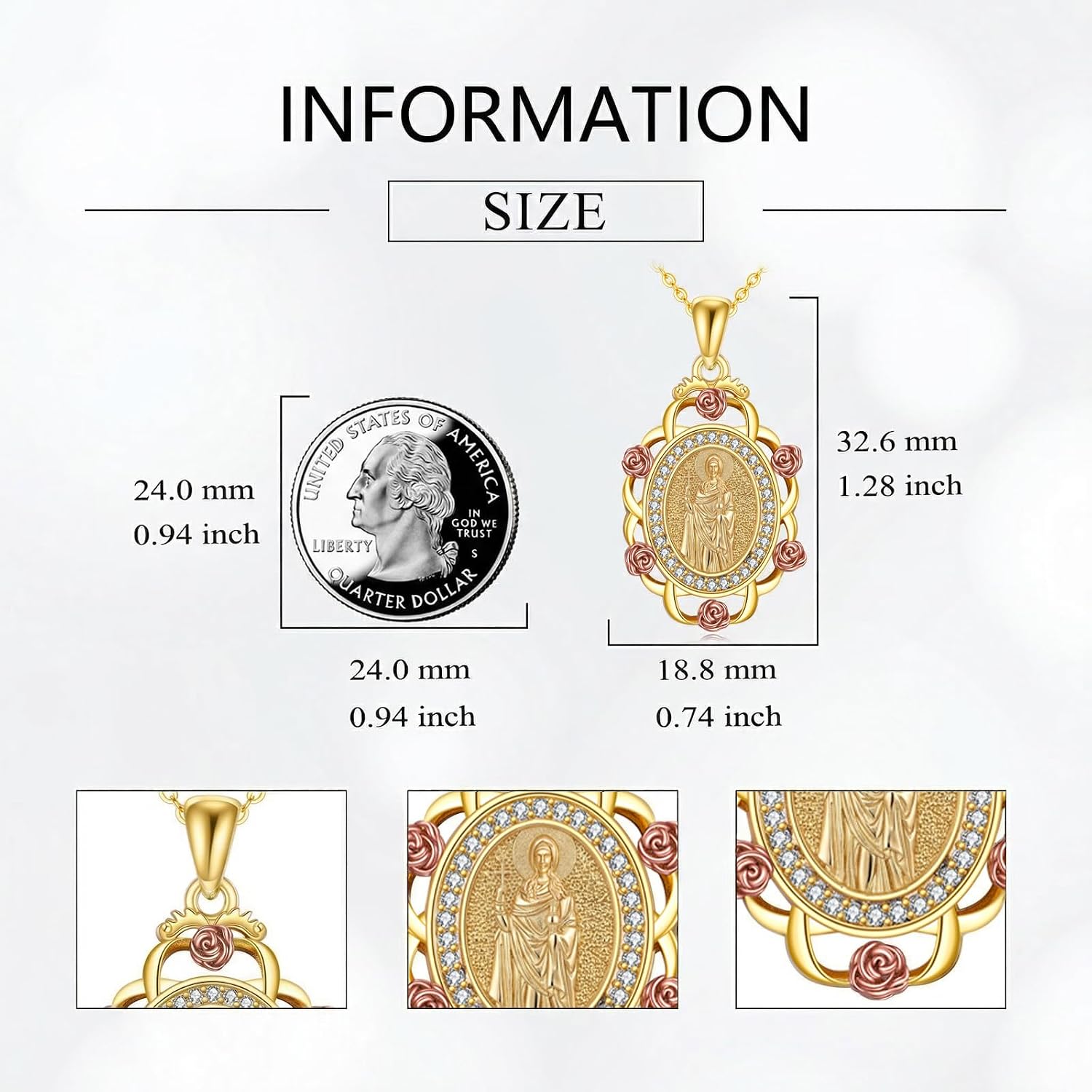 Sterling Silver St Michael/St Christopher/St Barbara/St Jude/St Dymphna/Virgin Mary Necklace Patron Saint Pendant Amulet Medal Religion Jewelry Gifts for Men Women
