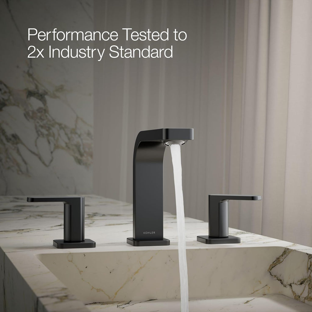 Kohler 23484-4-BL Parallel® Widespread Bathroom Sink Faucet, 1.2 gpm, Matte Black