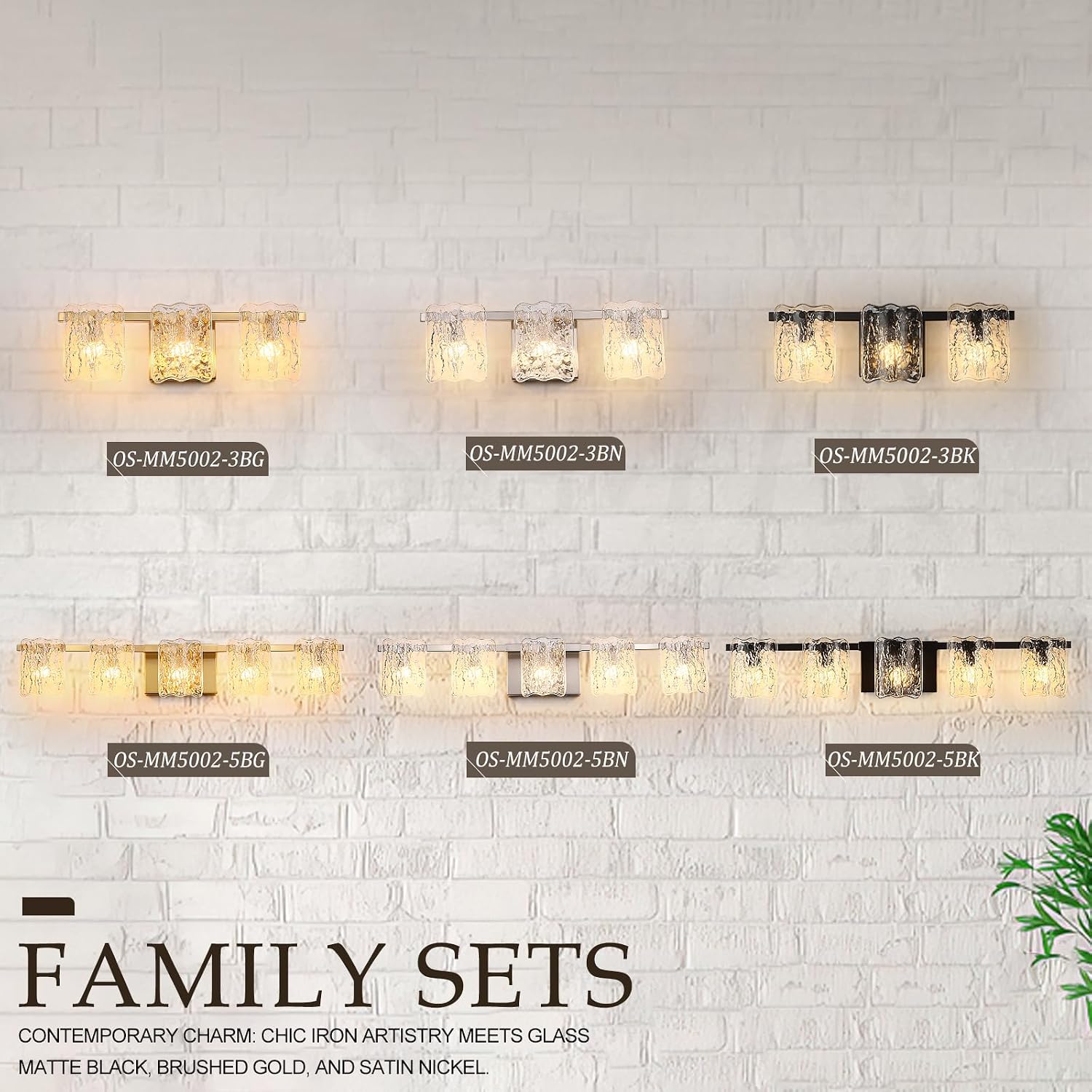 5-Light Bathroom Vanity Lights, 31' Brushed Gold Bathroom Light Fixtures Over Mirror with Clear Glass, Modern Bath Wall Sconce Lighting for Bath Restroom, OS-MM5002-5BG