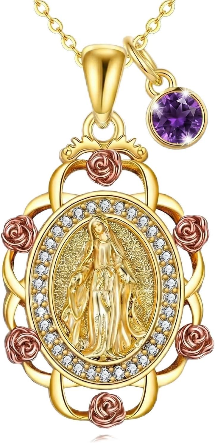 Sterling Silver St Michael/St Christopher/St Barbara/St Jude/St Dymphna/Virgin Mary Necklace Patron Saint Pendant Amulet Medal Religion Jewelry Gifts for Men Women