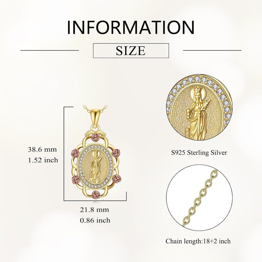 Sterling Silver St Michael/St Christopher/St Barbara/St Jude/St Dymphna/Virgin Mary Necklace Patron Saint Pendant Amulet Medal Religion Jewelry Gifts for Men Women