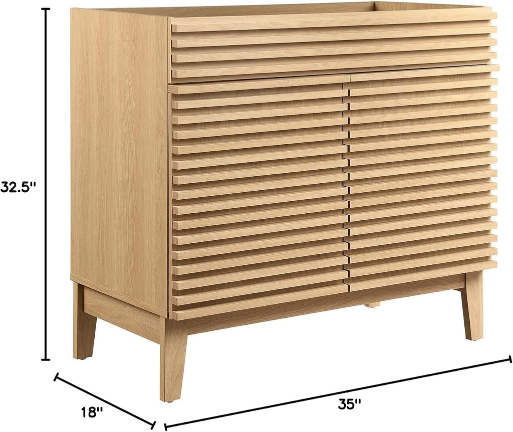 Modway Render 36' Bathroom Vanity Cabinet in Oak - Sink Basin Not Included