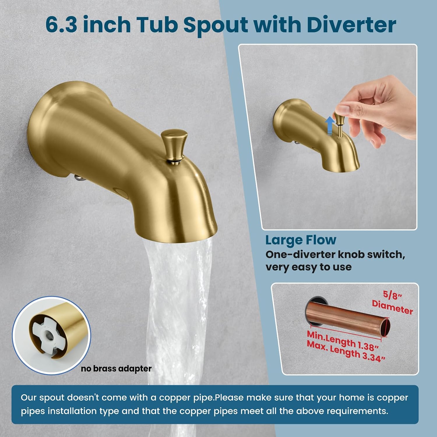 gotonovo Bathroom Shower Head Kit High Pressure Combo System Shower Faucet 6 Modes ABS Handheld Spray Shower Trim Kit Valve Included Shower Head and Handle Set Brushed Gold