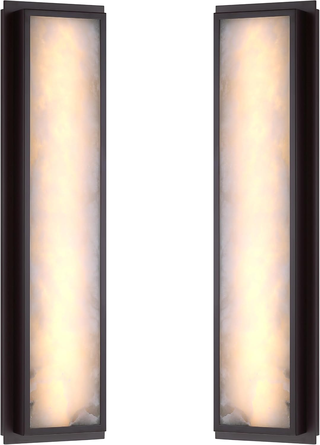 2 Pack 24 Inch Natural Alabaster Bathroom 20W-3000K LED Home Wall Sconce Modern Concise Style Wall Light Fixture,Oil Rubbed Bronze Finish for Bedroom Hallway Bedside Living Room