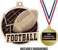 Football Medals - 1 1/2' Gold Football Medals, Great Kids Football Awards with Custom Engraving Prime