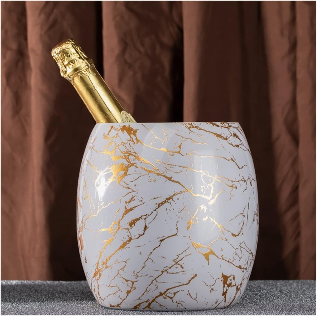 Ice Bucket Champagne Bucket Ice Bucket Stainless Steel Metal Ice Wine BucketWaist Drum Eggshell Ice Bucket Perfect for Wine, Champagne or Beer Bottles Ice Bucket Beverage Tub (Color : Brass)