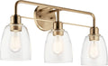 Kichler Meller 24.25' 3-Light Bathroom Vanity Light Fixture with Clear Glass Shades in Champagne Bronze for Mirror or Powder Room (24.25' W x 11.25' H x 7' D) 55102CPZ