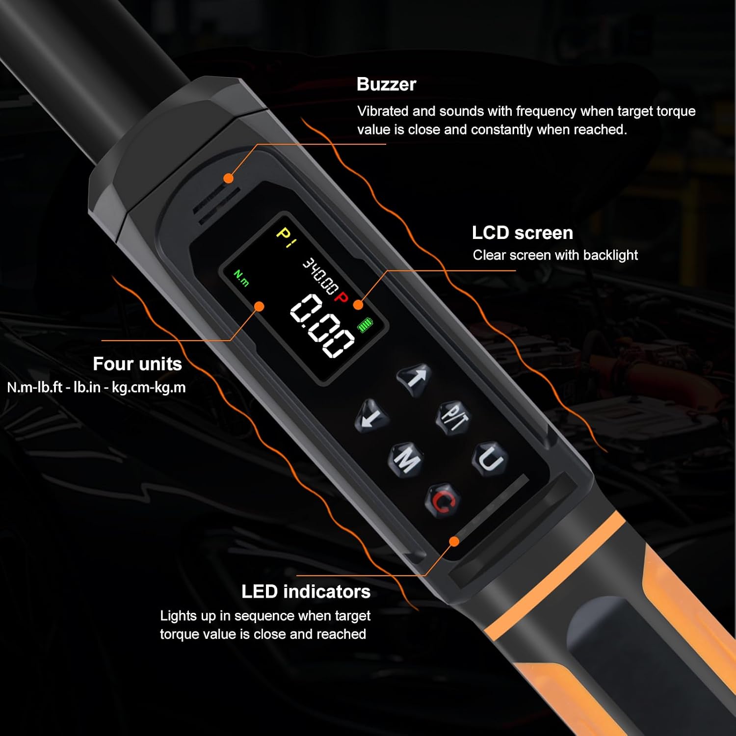 Digital Torque Wrench Set, 1/2'&3/8' Torque Wrench Digital with Dual Direction Ratchet, 3.8-250.8 Ft.lb & 0.66-44.29Ft.lbs Range, ±1% Accuracy with Vibration, Buzzer and LED Alert
