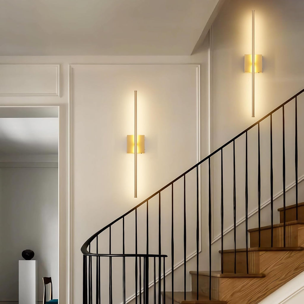 KARTOOSH 32.2 Inch Wall Sconces Battery Operated for Bedroom Hallway, Rechargeable Wireless Wall Lamp Set of 2, 3000K Warm White Dimmable Wall Light w/Remote Timer Memory Indoor Sconce Decor, Gold