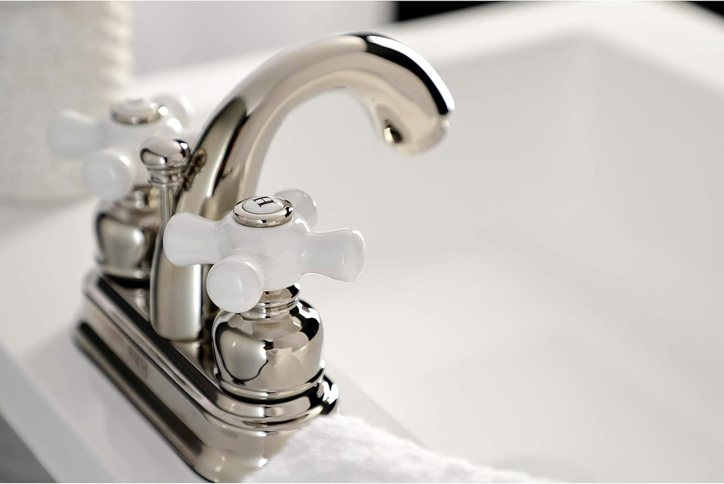 Kingston Brass KB5616PX Restoration 4 in. Centerset Bathroom Faucet, Polished Nickel