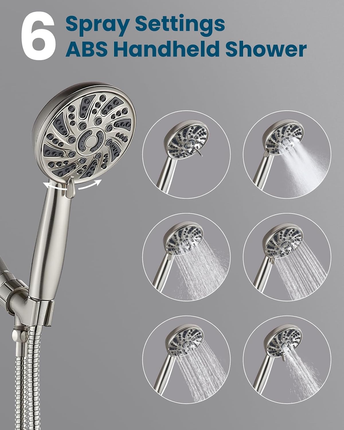gotonovo 3 Handle Tub Shower Faucet Set,Shower System with Tub Spout,Shower Head and Handle Set with 6 Settings Handheld Spray Tub and Shower Faucet Combo Wall Mount Tub Shower Fixture Brushed Nickel