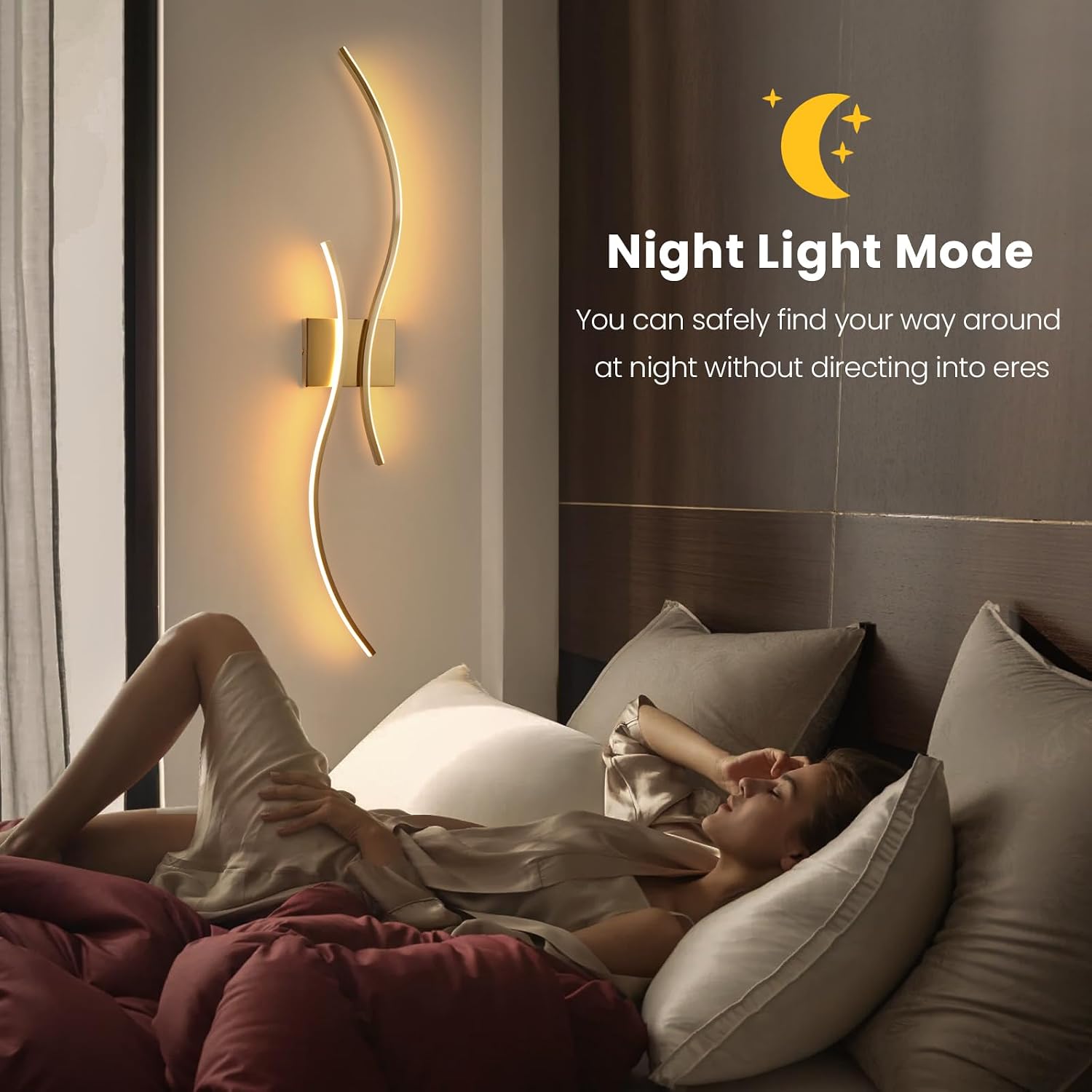 CANEOE Modern Wall Sconce Set of, 5CCT Dimmable Indoor Led Wall Sconce Lighting Set of 2, 31.5 Inch Wall Light Fixtures, Gold Led Wall Lamps for Living Room Bedroom Bathroom Hallway