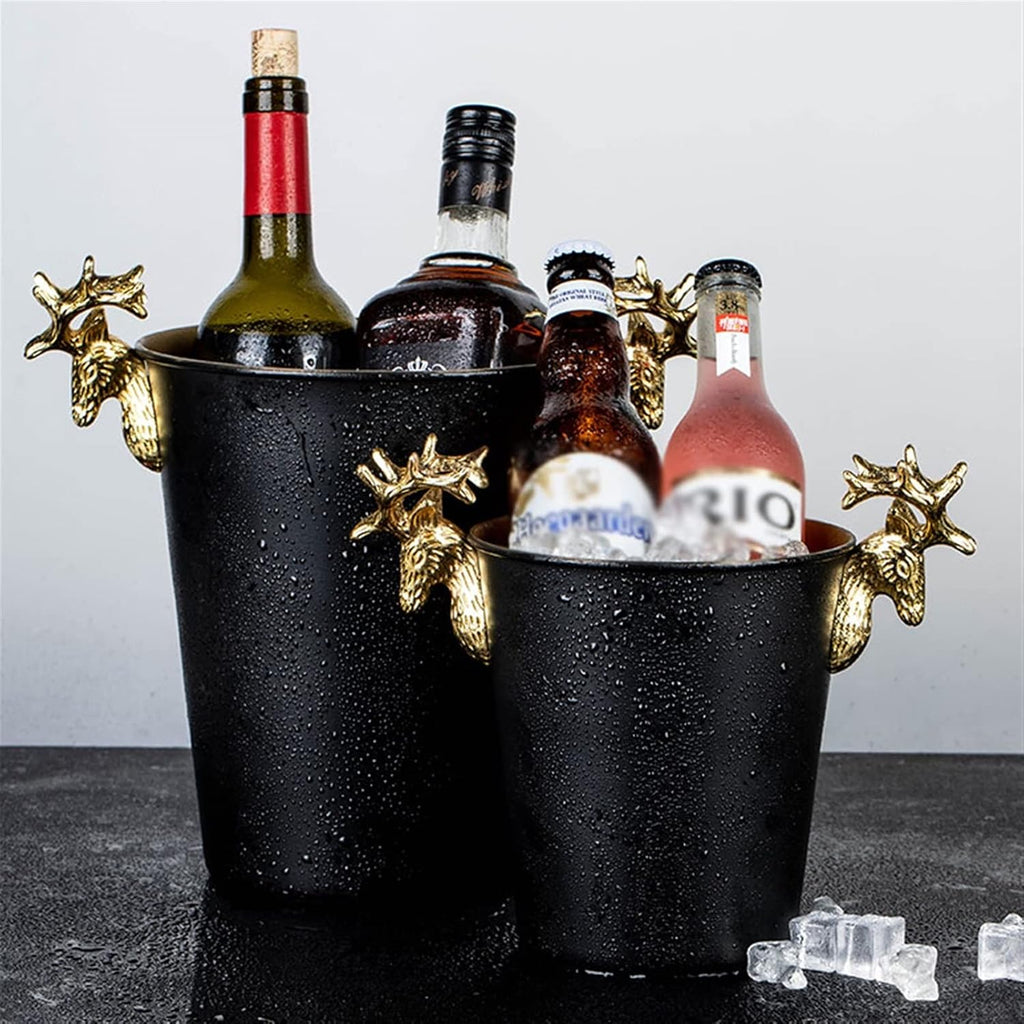Ice Bucket Champagne Bucket Ice Buckets Gold Antler Handle Stainless Steel Champagne Bucket Household Red Wine Ice Wine Bucket Great for Bar Chilling Beer Ice Bucket Beverage Tub (Size : M)