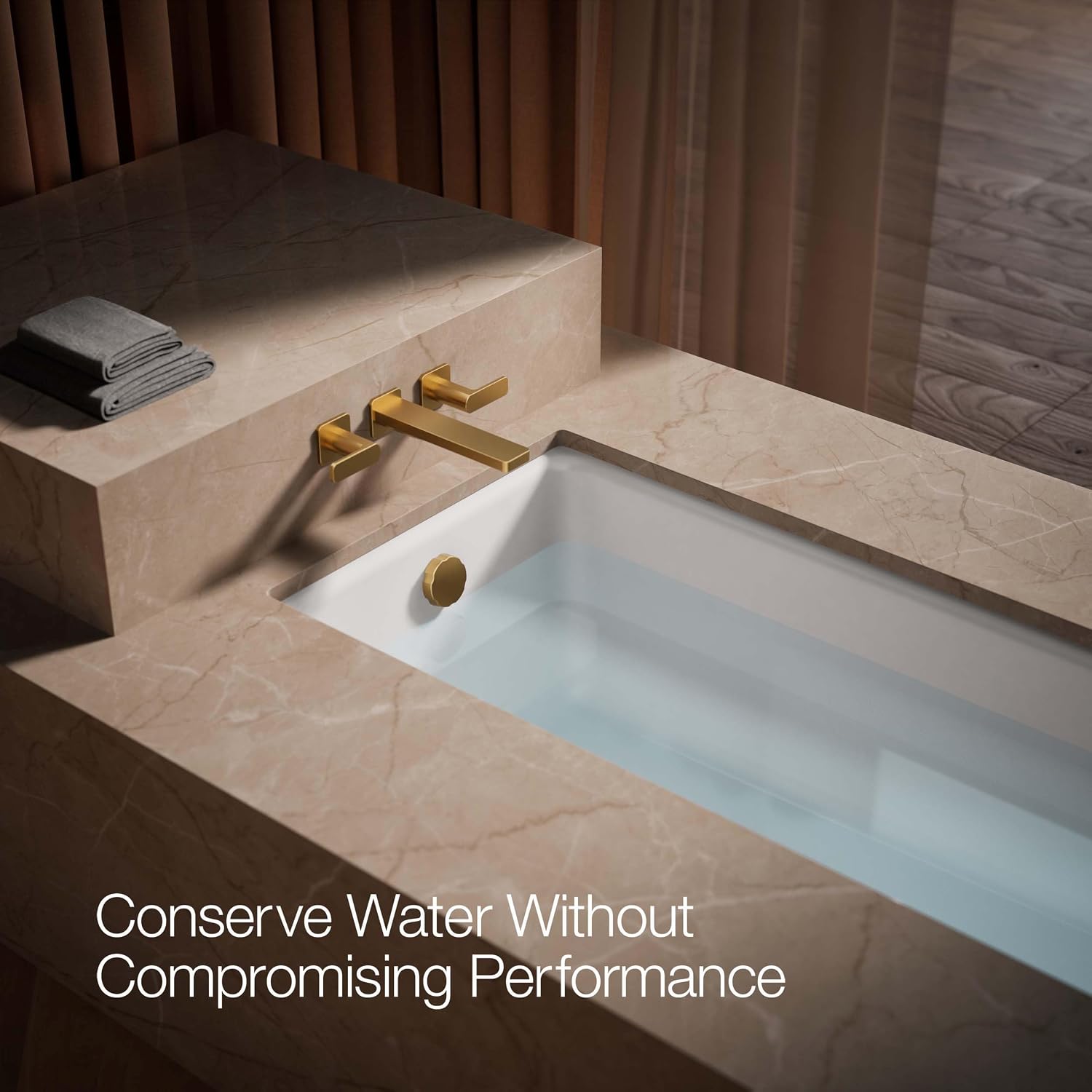 Kohler T23491-4-2MB Parallel Two-Handle Wall Mount Bath Faucet Trim with Lever Handles, Vibrant Brushed Moderne Brass