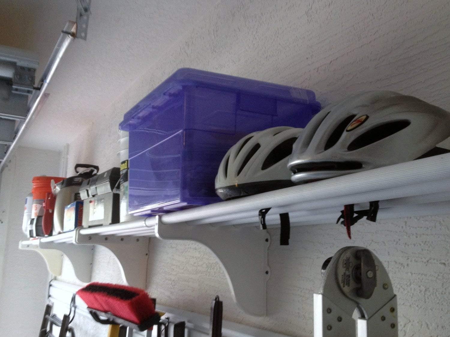 EZ Shelf-Expandable-Garage Shelf- -White- Easy to Install -Strong (up to 250 Lbs)- Wire Shelving Alternative –Wall Mounted Garage Shelf Organizer (White, 63.3'-240')
