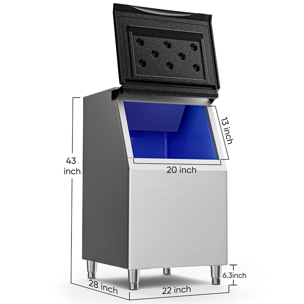 Coolski Commercial Ice Machine Storage Bin, 22 Inch Wide Ice Bin with 300 lb Capacity, Heavy-Duty Stainless Steel Ice Bucket with Adjustable Leveling Feet for Restaurants Bars Shops