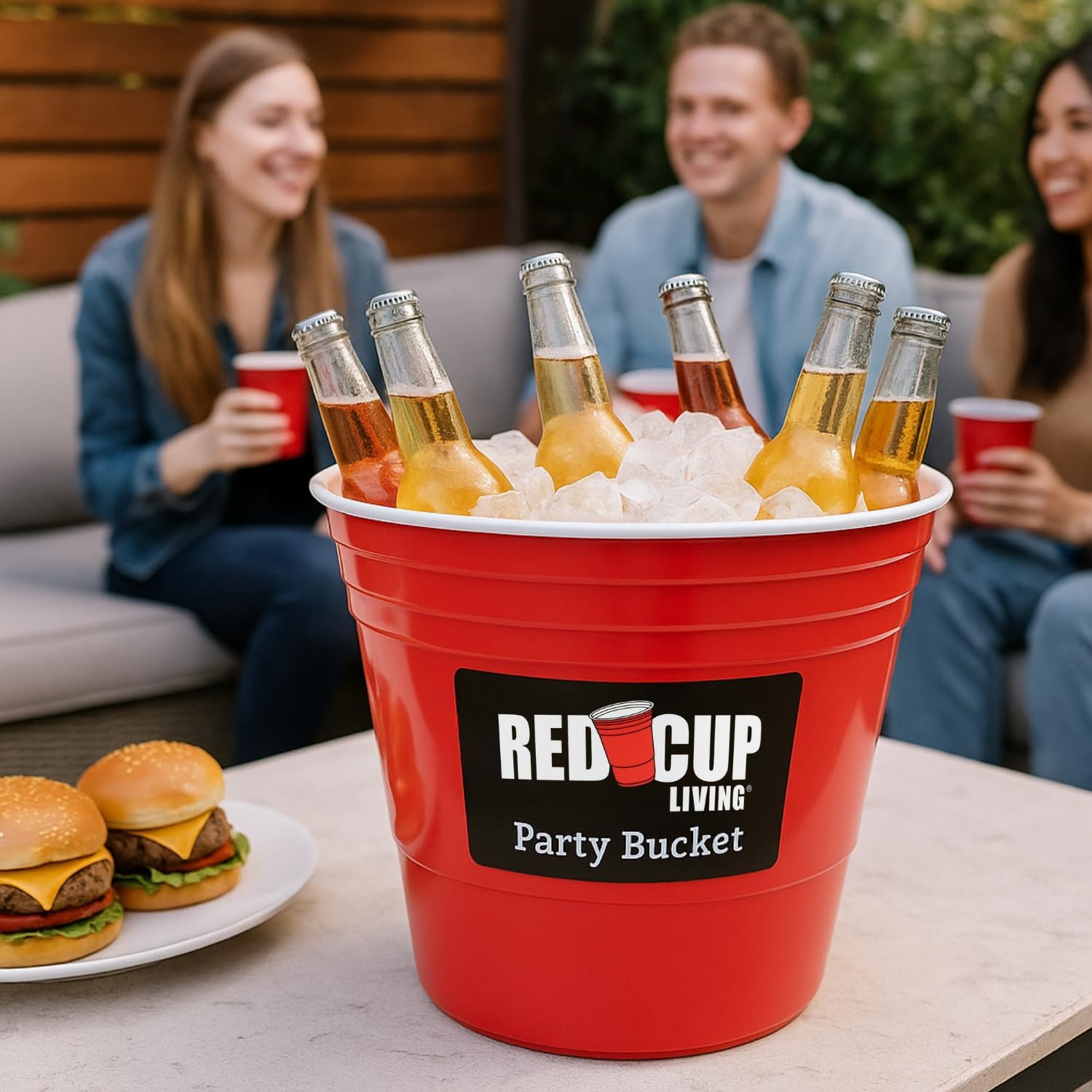Reusable Red Plastic Ice Bucket for Parties - Large Beverage Tub, Wine Cooler, Beer Bucket, Drink Holder for Indoor/Outdoor Bars, Galvanized Tubs, Party Celebration, 201 Oz (Pack of 36)