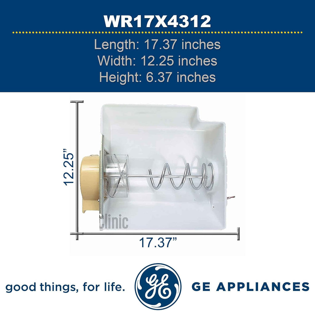 GE WR17X4312 Genuine OEM Ice Bucket Assembly (White) for GE Side-by-Side Refrigerators