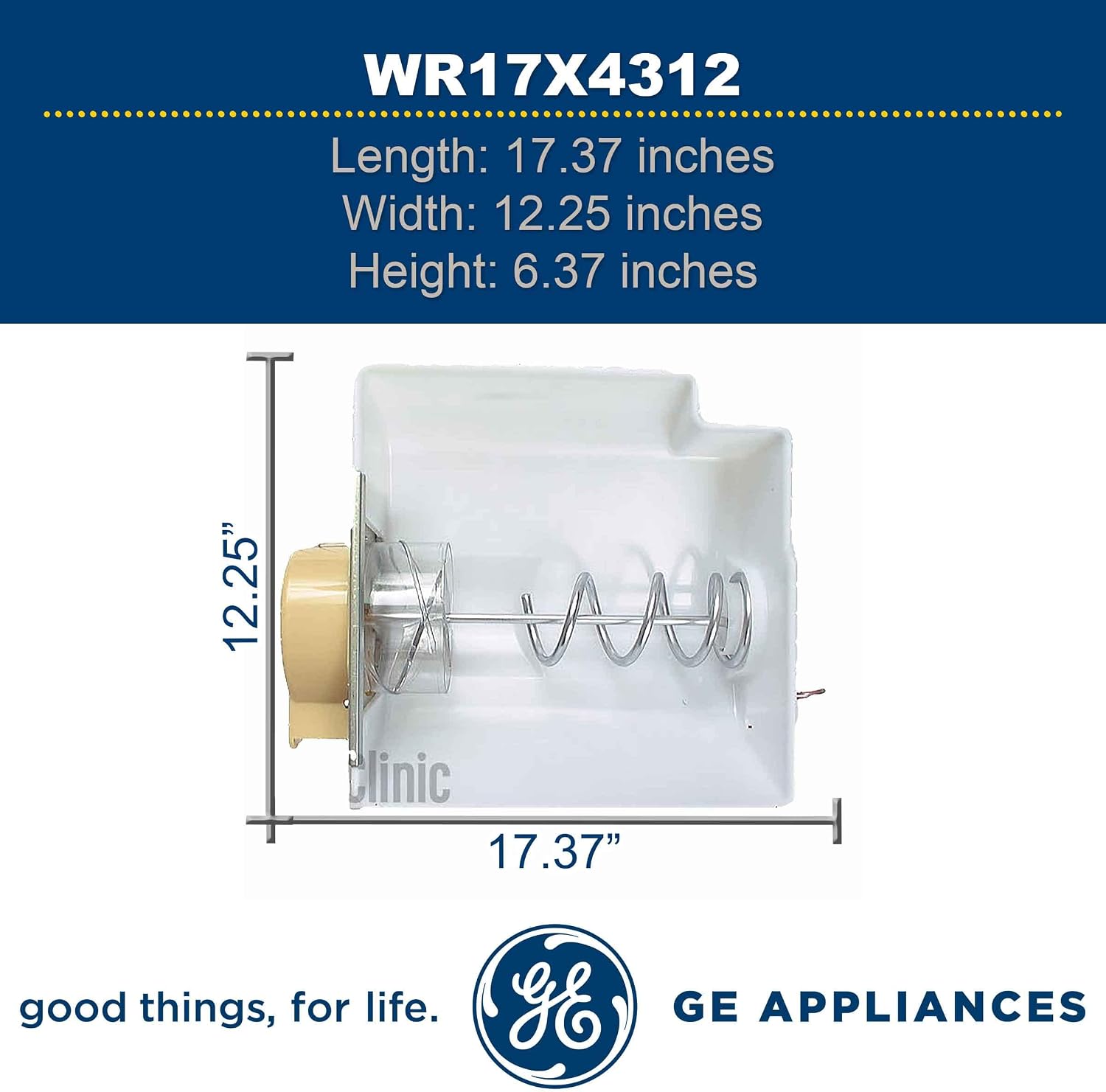 GE WR17X4312 Genuine OEM Ice Bucket Assembly (White) for GE Side-by-Side Refrigerators