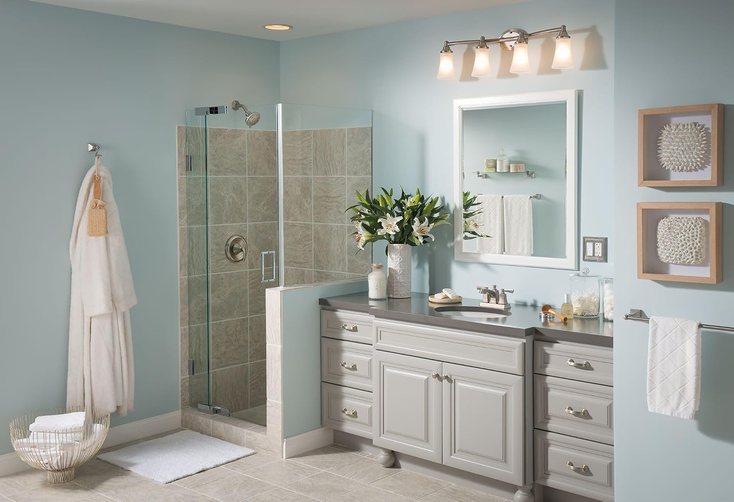 Moen Conway Spot Resist Brushed Nickel Two-Handle Centerset Bathroom Faucet with Drain Assembly, WS84922SRN (Pack of 2)
