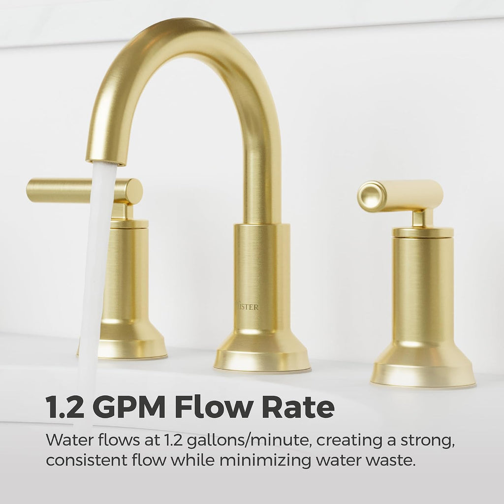 Pfister Capistrano Bathroom Sink Faucet, 8-Inch Widespread, 2-Handle, 3-Hole, NSF Certified, Brushed Gold Finish, LF049CSOBG (Pack of 3)