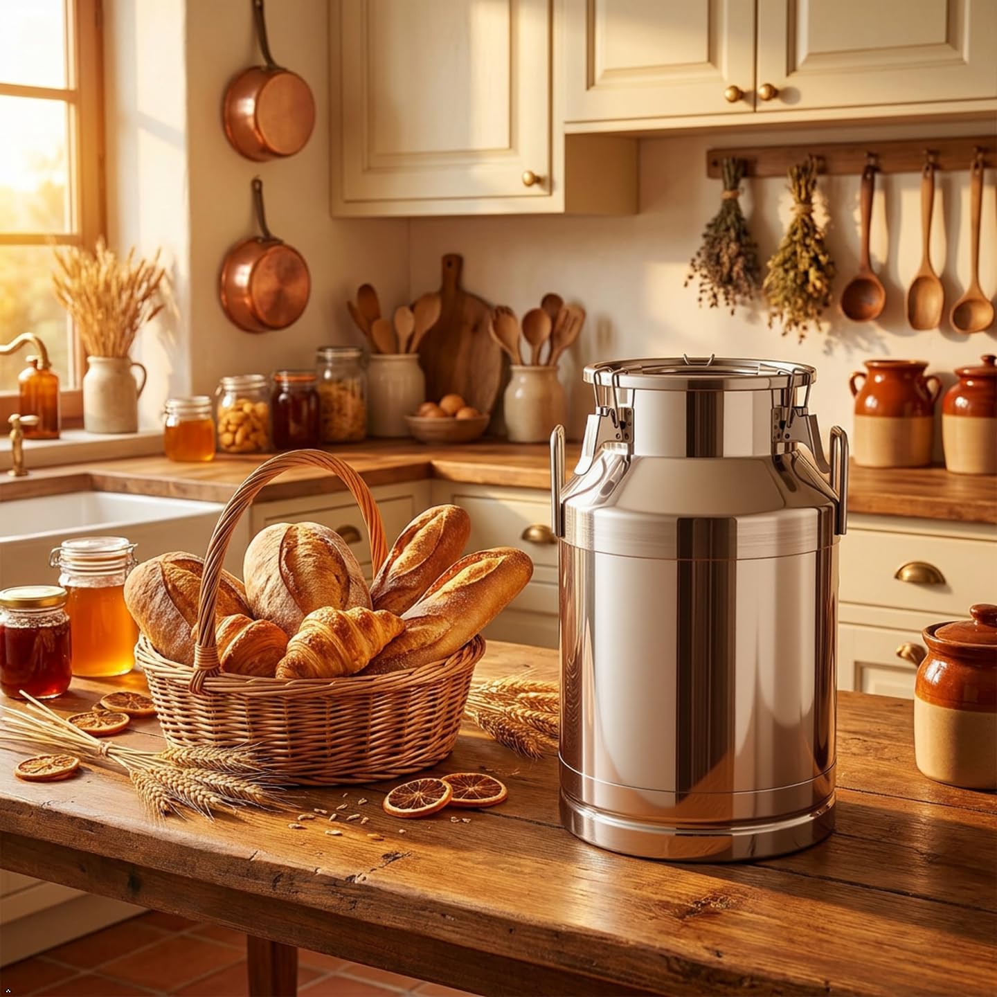 10.5 Gallon Stainless Steel Milk Can 40L Milk Jug | Food-grade Stainless Steel Container, Milk Bucket, Water Jug, Silicone Sealed Lid, Heavy Duty