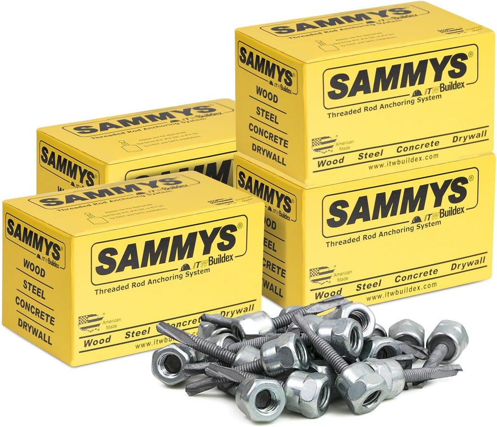 Everflow Sammys 8044957-100 DST 30 3/8 Inch Screw Vertical Threaded Rod Anchor Designed for Steel Structure, Steel with Electro-Zinc, Corrosion Resistance, 1/4-14 x 3 Inch Screw Length - (Pack of 100)