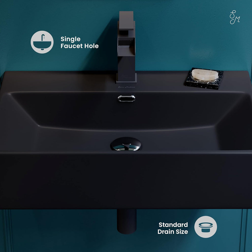 Claire 24' Rectangle Wall-Mount Bathroom Sink in Matte Black