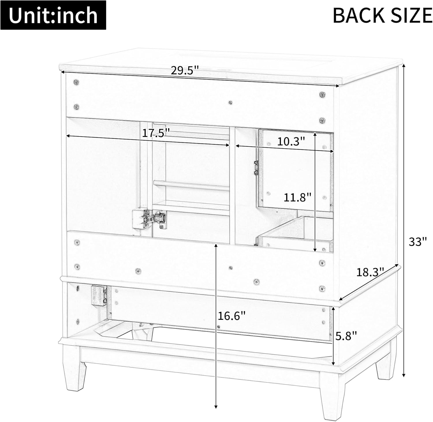 30' Bathroom Vanity with Sink, Harper & Bright Designs Free Standing Single Vanity Set with 3 Drawers and One Door with Storage Racks, Solid Wood Storage Cabinet with Ceramic Basin for Bathroom, Black