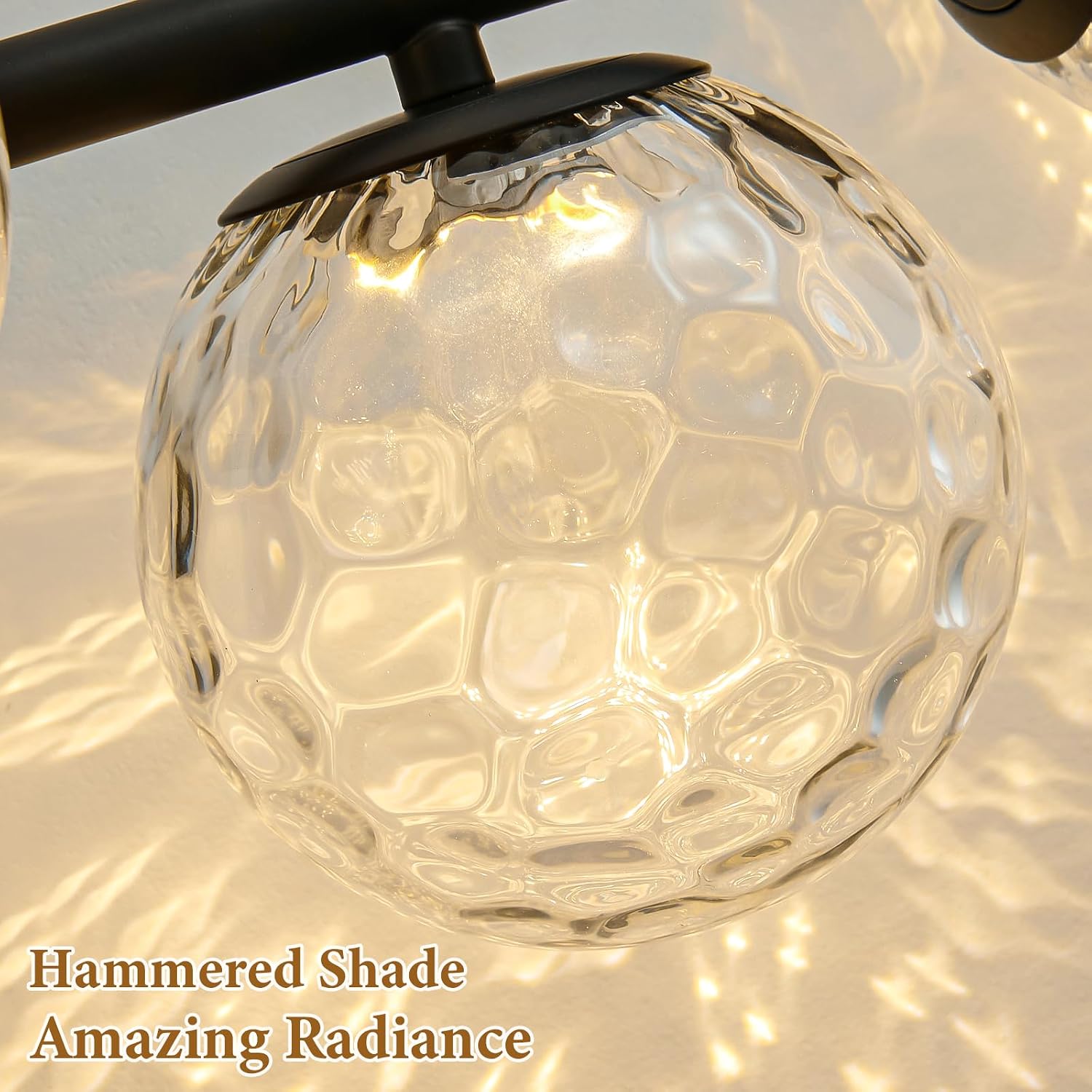 Black LED Bathroom Vanity Light: 5-Light Hammered Clear Glass Globe Bathroom Vanity Lights Fixture over Mirror - Mid Century Modern Dimmable Matte Black Bath Room Makeup Fireplace Wall Sconce Lighting
