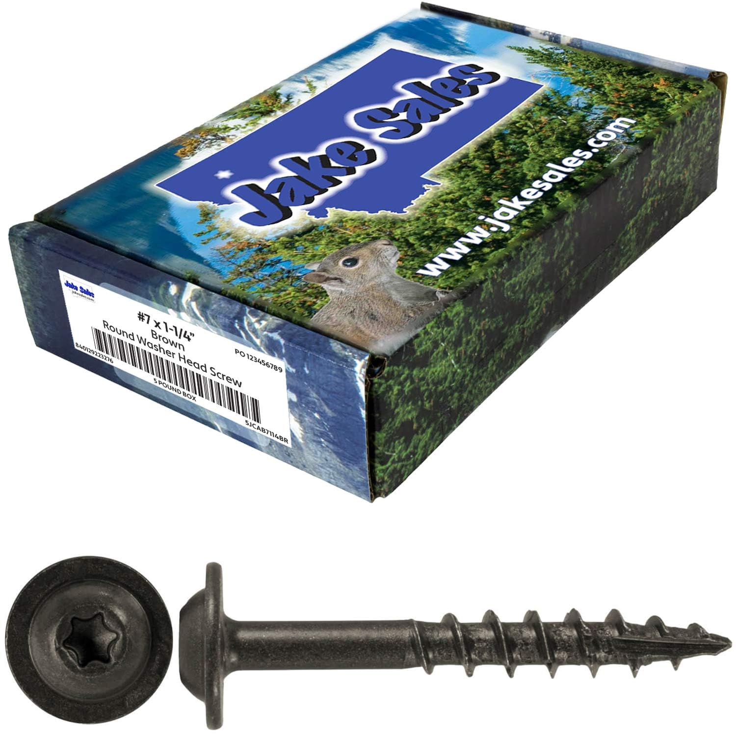 Round Washer Head 7 x 1-1/4' Brown - 5 Pound ~1114 Screws