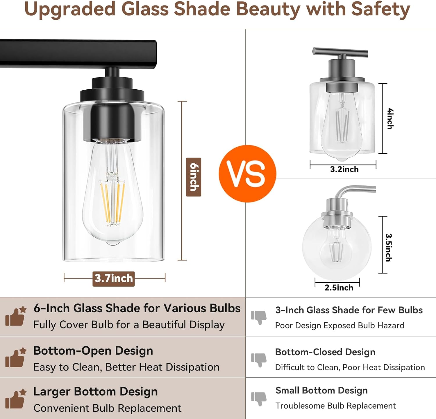 8-Light Bathroom Light Fixtures, 51' Modern Vanity Lights Over Mirror with Clear Glass Shades, Matte Black Light Fixture, Classic Wall Light Fixture for Mirror Living Room Cabinet Bedroom Porch