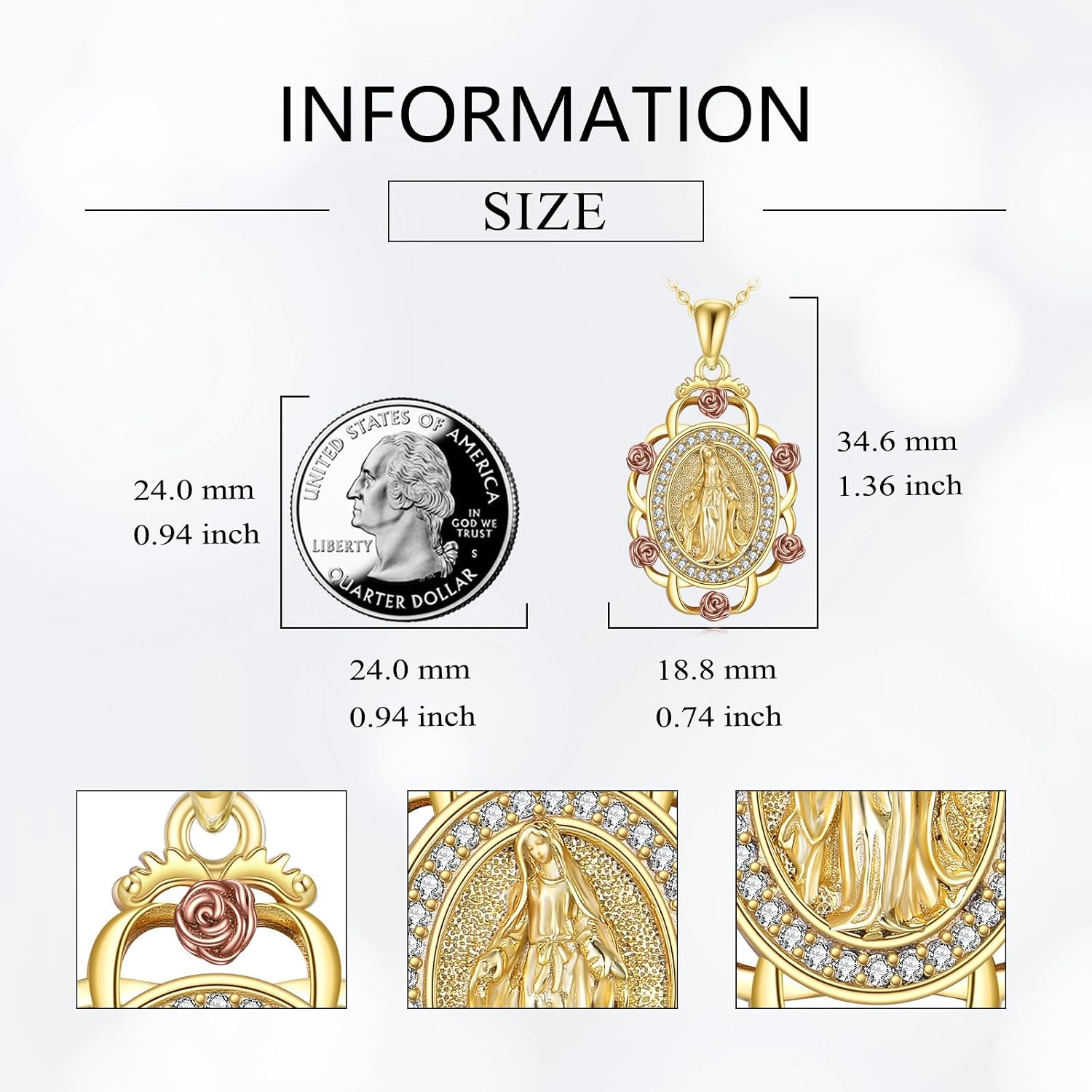 Sterling Silver St Michael/St Christopher/St Barbara/St Jude/St Dymphna/Virgin Mary Necklace Patron Saint Pendant Amulet Medal Religion Jewelry Gifts for Men Women