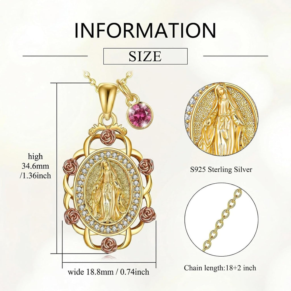 Sterling Silver St Michael/St Christopher/St Barbara/St Jude/St Dymphna/Virgin Mary Necklace Patron Saint Pendant Amulet Medal Religion Jewelry Gifts for Men Women