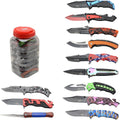 Snake Eye Tactical Spring Assisted Pocket Knife Set, 48 & 24 Different Knives, 4.5 Inch Closed, 3.5 Inch Blade, Counter Display Jar (Assorted-36)