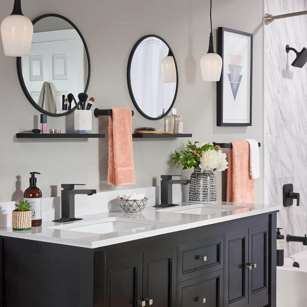 Lava Odoro Matte Black Bathroom Faucet 1 Hole, Modern Single Hole Bathroom Sink Faucet for Vanity with Pop up Drain Assembly, Deck Plate Included, 1.2 GPM Water Flow, BF307-B