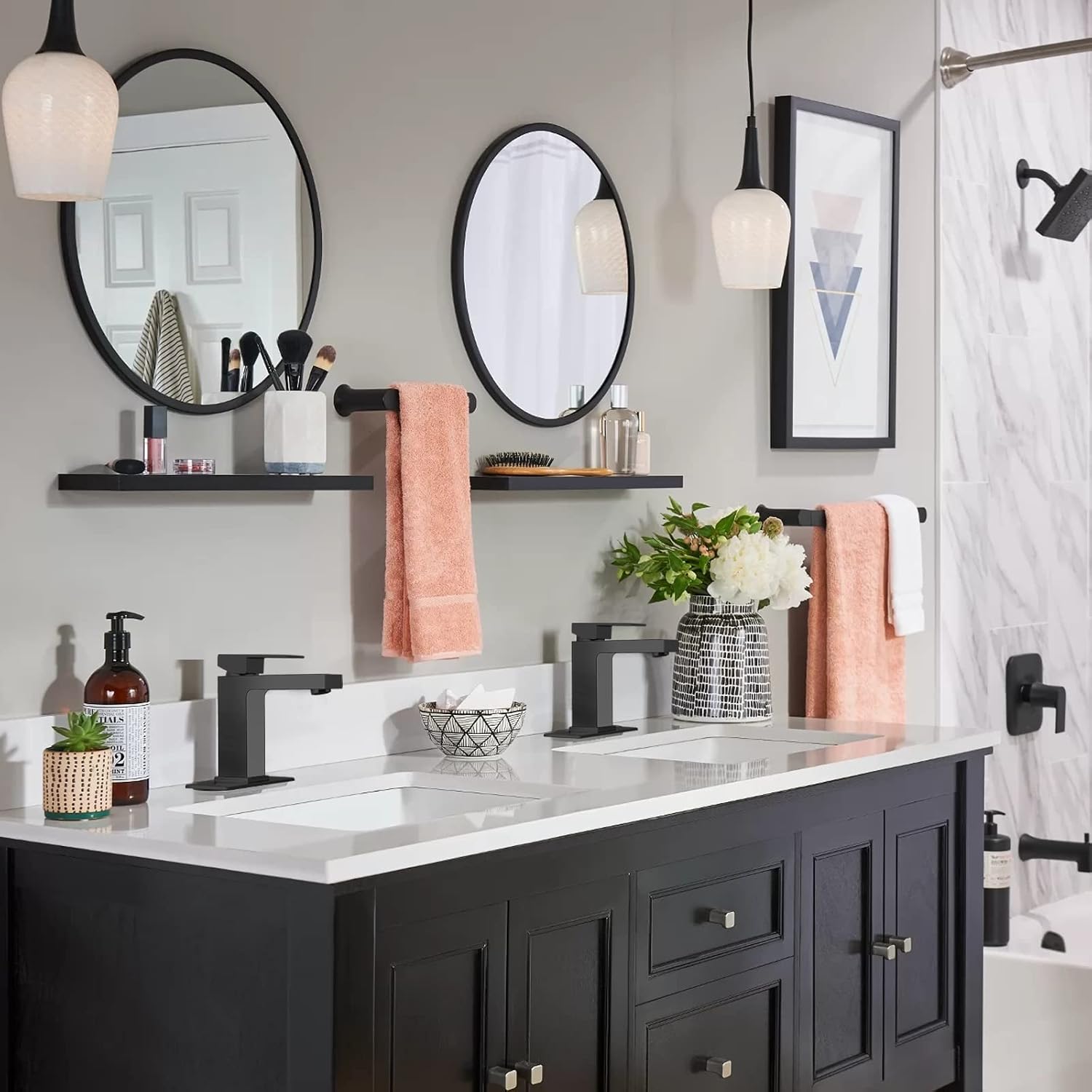 Lava Odoro Matte Black Bathroom Faucet 1 Hole, Modern Single Hole Bathroom Sink Faucet for Vanity with Pop up Drain Assembly, Deck Plate Included, 1.2 GPM Water Flow, BF307-B