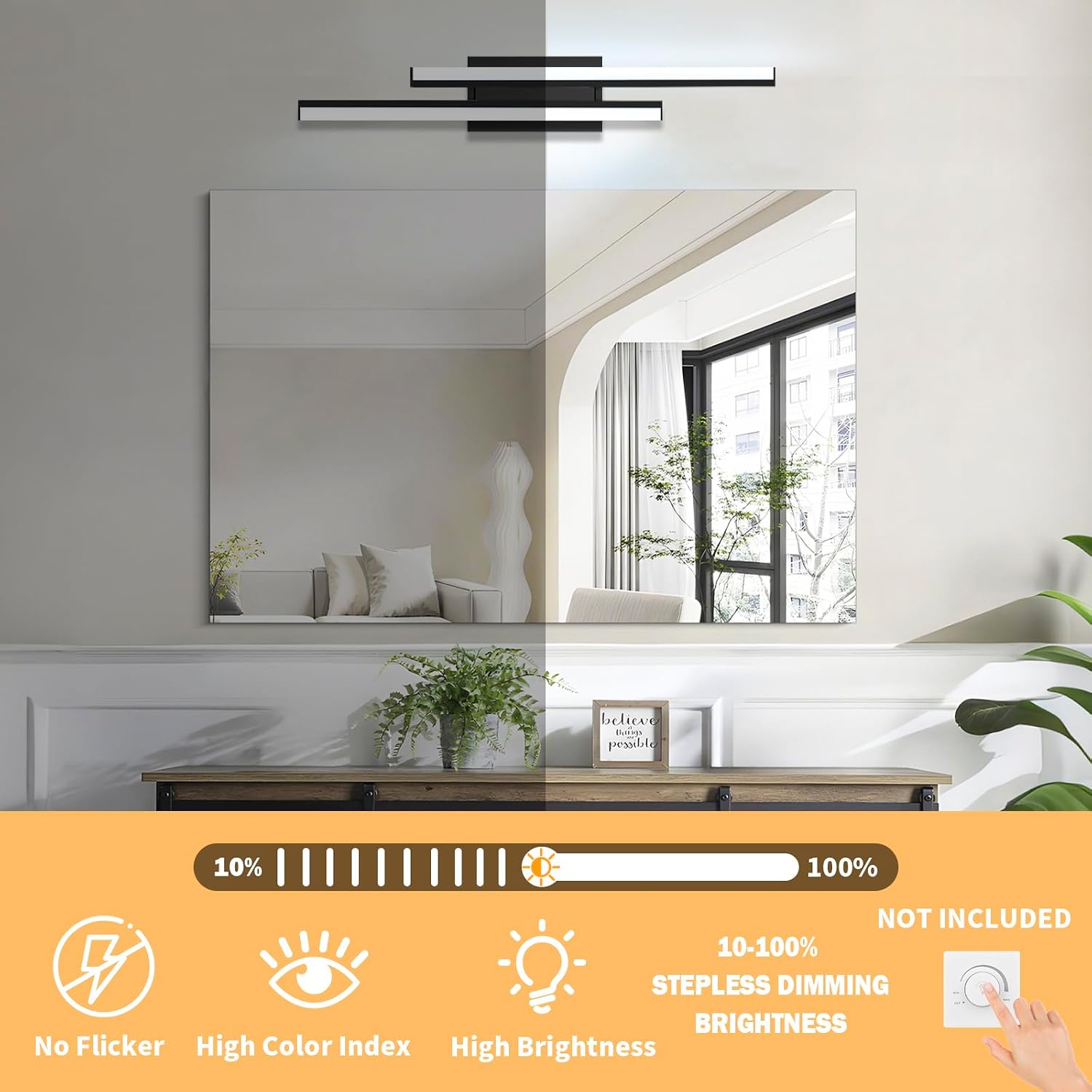 32 in Retractable Bathroom Vanity Light-ETL Certificated 5700K Bathroom Light Bar Vanity for Mirror-34W 2 Pack