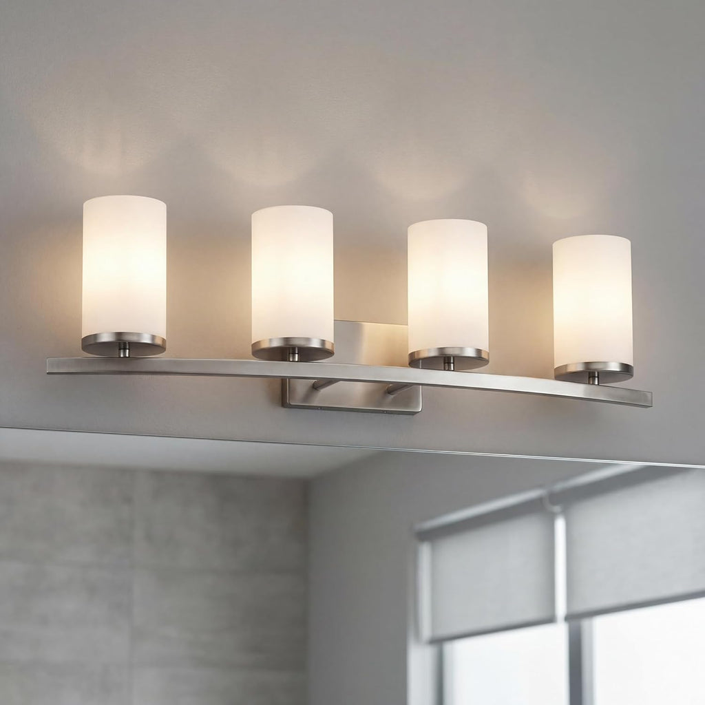 KICHLER Crosby 31' 4 Light Vanity Light Satin Etched Cased Opal Brushed Nickel
