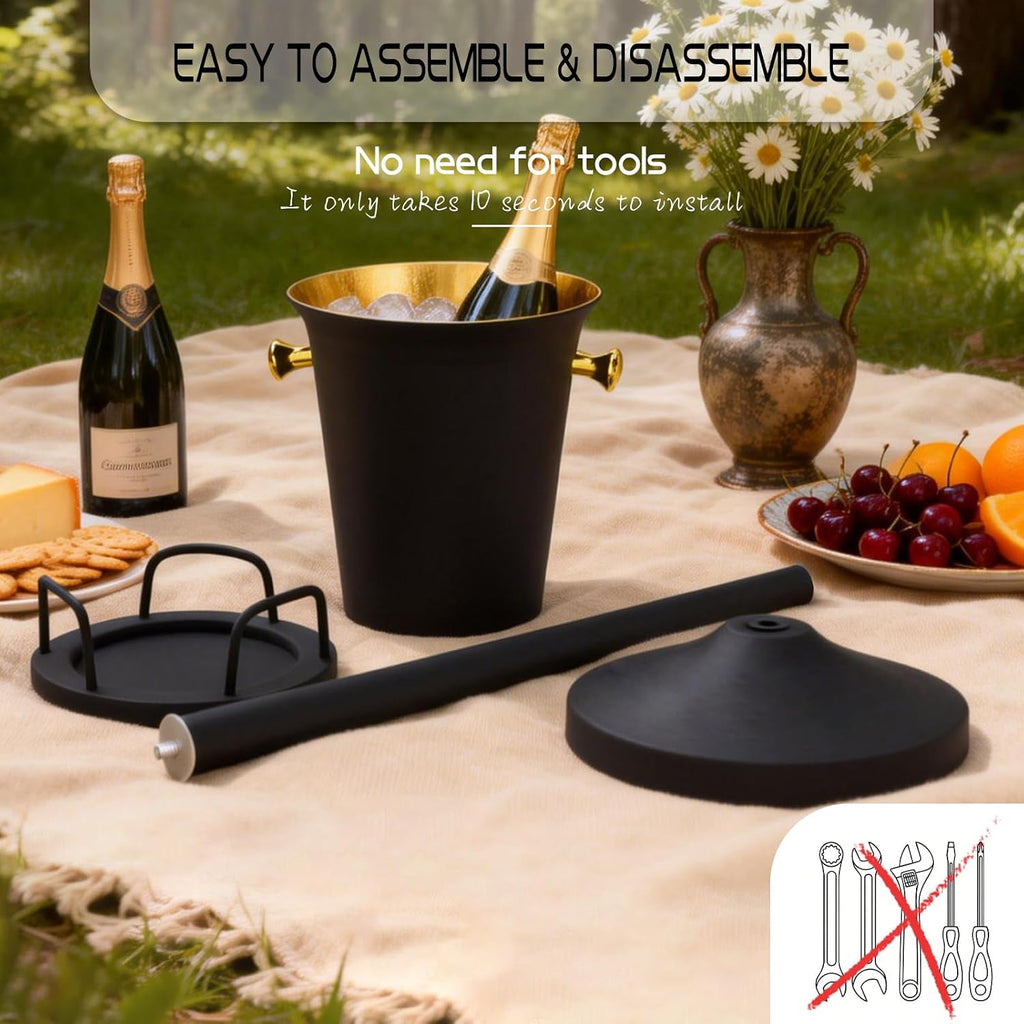Ice Bucket with Stand Champagne Ice Bucket for Party Stainless Steel Stand Champagne Ice Bucket Wine Bucket for Beer Bar Wedding KTV Club Kitchen, Black 2 Pack (2 Packs)