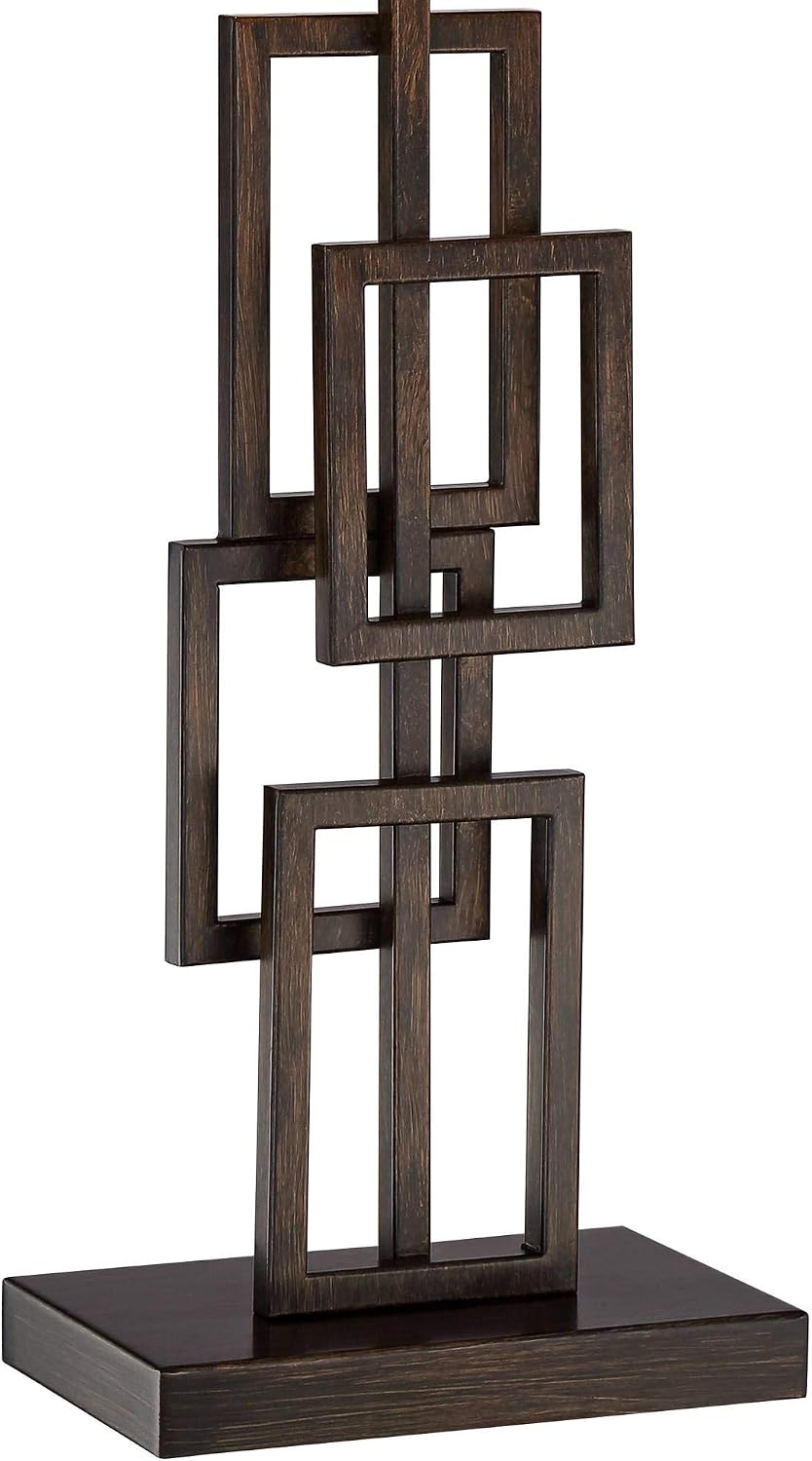 360 Lighting Kory Modern Industrial Table Lamps 26 1/2' Tall Set of 2 Dark Bronze Metal Sculptural Stacked Geometric Rectangular Shade for Bedroom Living Room House Home Bedside Nightstand Entryway